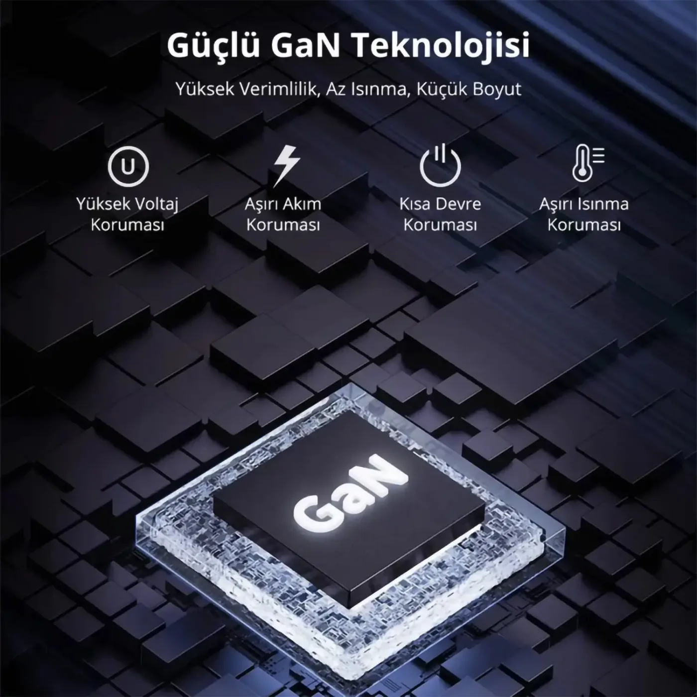 BX2P45G GaN PD 45W Type-C ve USB-A QC 18W Çift Portlu