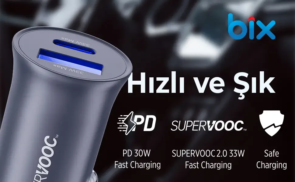 BXAC33C 33W SuperVooc 2.0 Type-C PD ve USB-A Çift Şarj