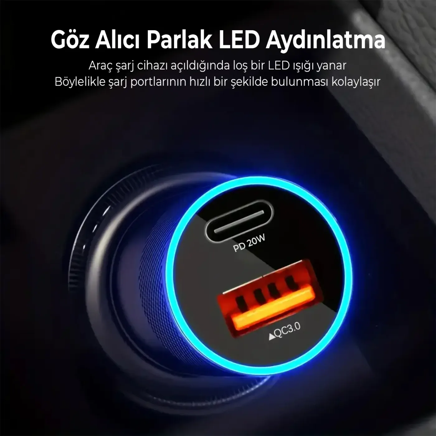 BXCCP38WT 38W USB QC 3.0 18W ve Type-C PD 20W Çift Şarj