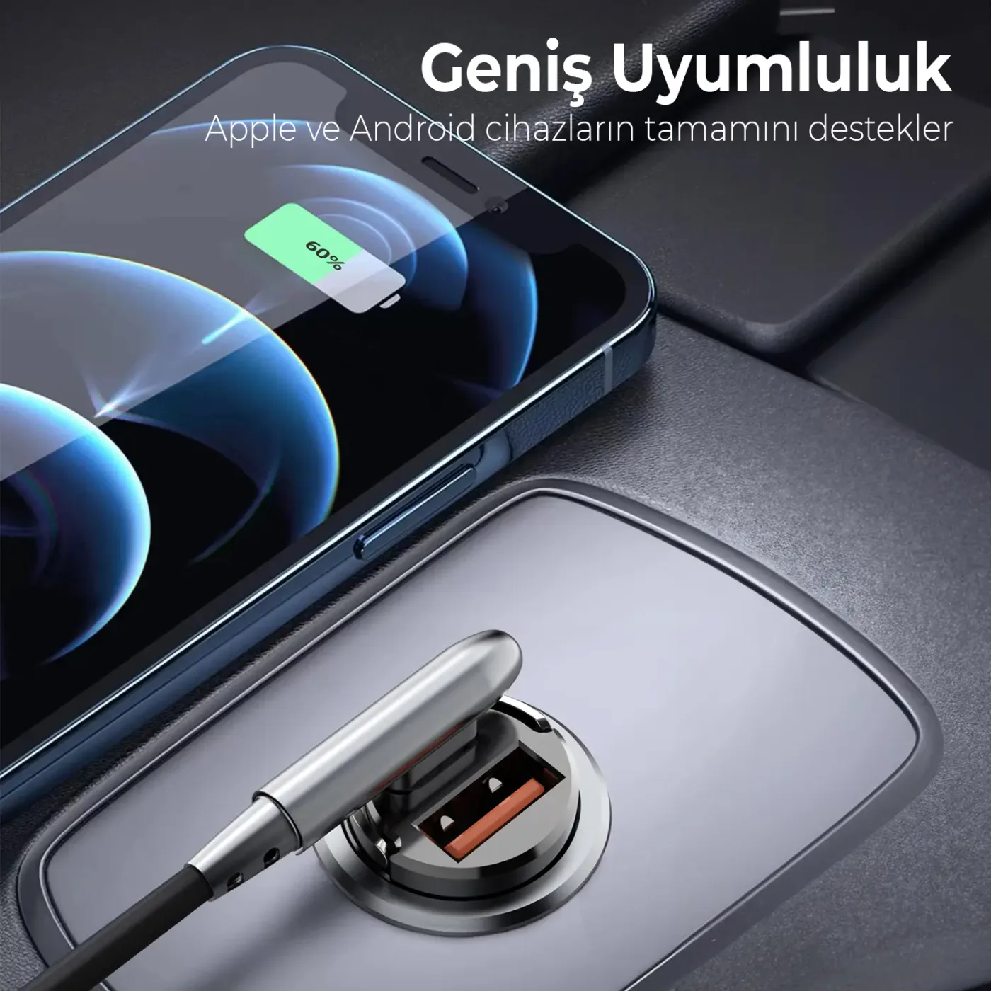 BXCCP45W 45W Type-C PD ve USB-A QC 3.0 18W Araç Şarj