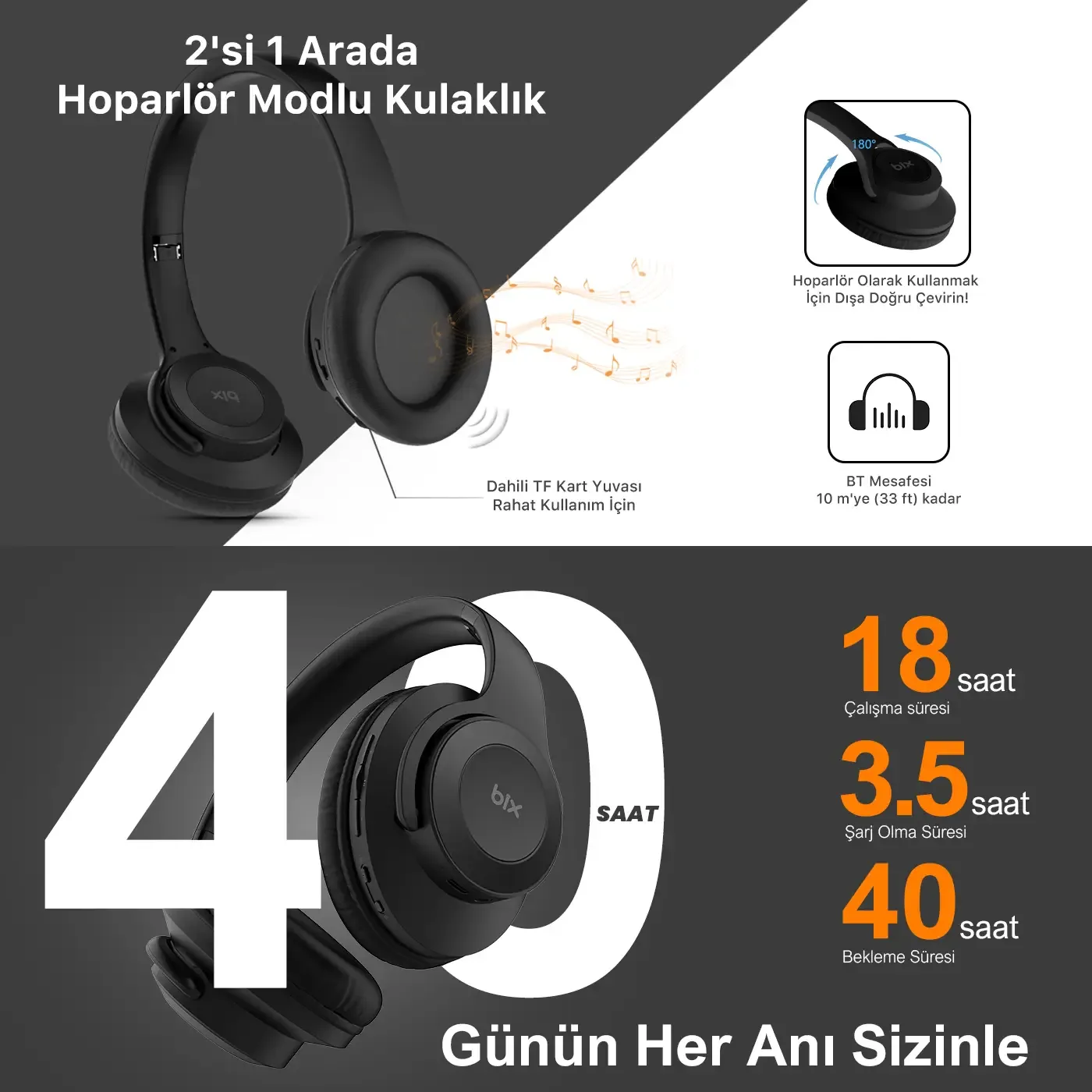 Soundcraft BH3 Katlanabilir Hoparlör Kulaküstü Kulaklık