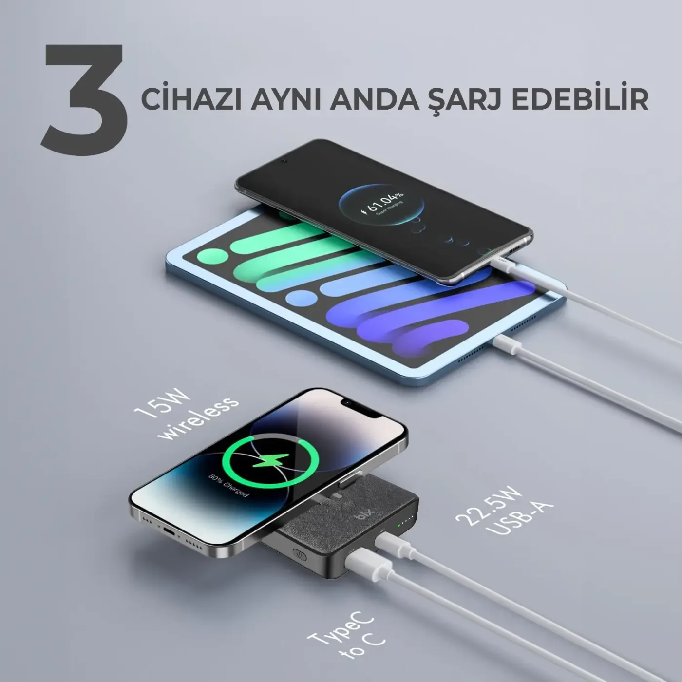 PB105 10000mAh Stand Özellikli PD20W Type-C Powerbank