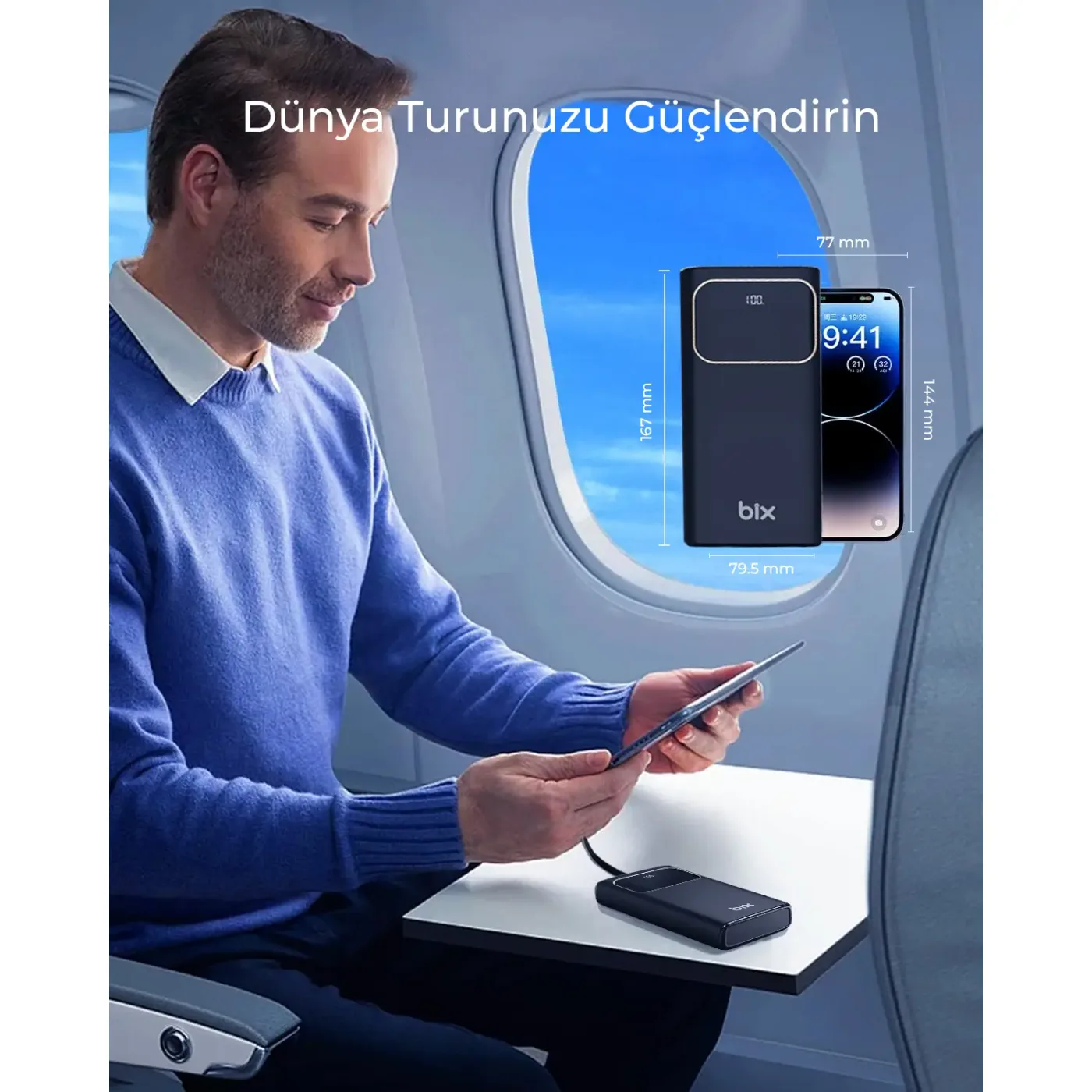 PB303 30000mAh 60W 2*USB-A ve Type-C PD Üç Çıkışlı Şarj
