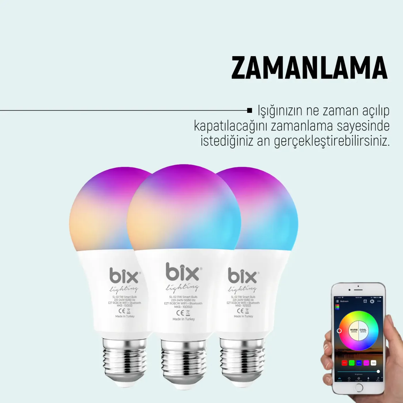 SL-02 Aura 11W Çok Renkli RGB WiFi-Bluetooth Akıllı