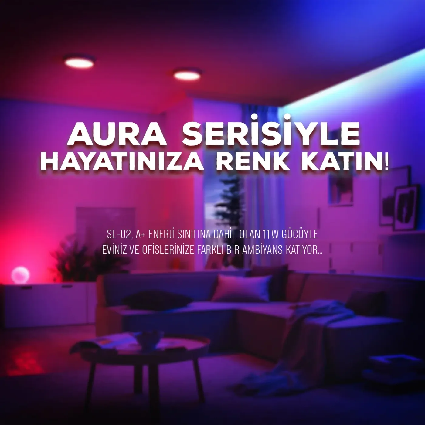 SL-02 Aura 11W Çok Renkli RGB WiFi-Bluetooth Akıllı
