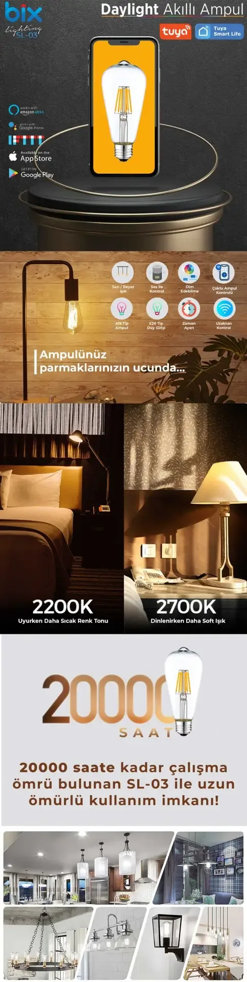 SL-03 6W Daylight A+ Uzaktan Kontrol ve Zaman Akıllı