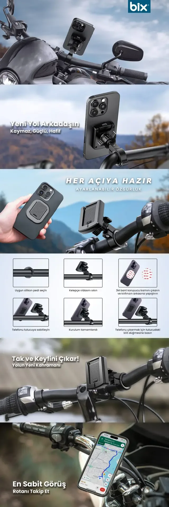 BPH06 Gidon Bağlantılı 360° Derece Ayarlanabilir Tutucu