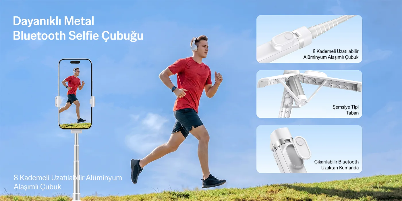 BS02 Bluetooth Kumandalı Selfie Çubuğu Tripod 140 cm