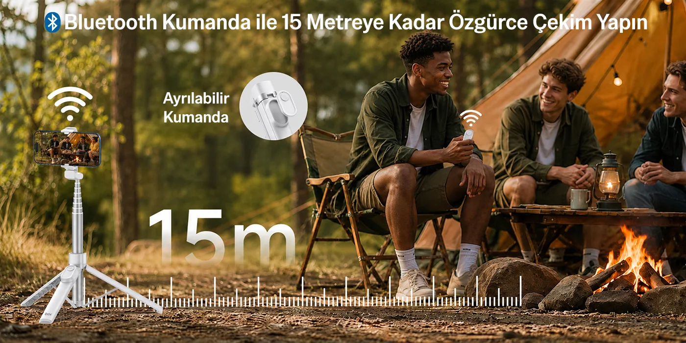 BS02 Bluetooth Kumandalı Selfie Çubuğu Tripod 140 cm