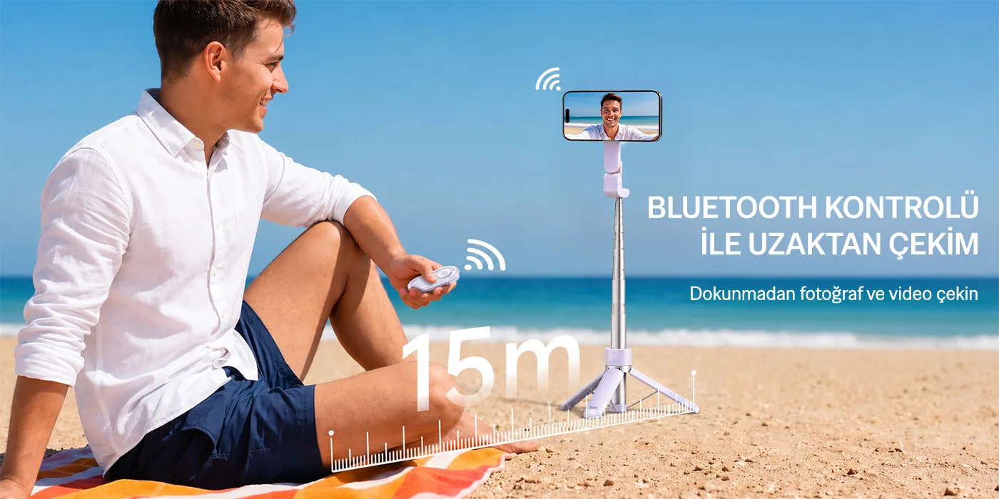 BS03 MagSafe Uyumlu Manyetik Selfie Çubuğu Tripod