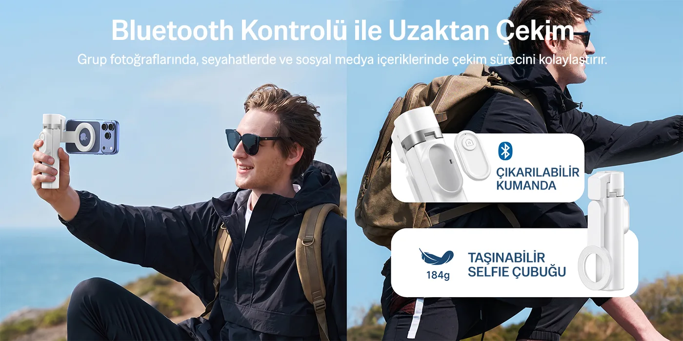 BS03 MagSafe Uyumlu Manyetik Selfie Çubuğu Tripod