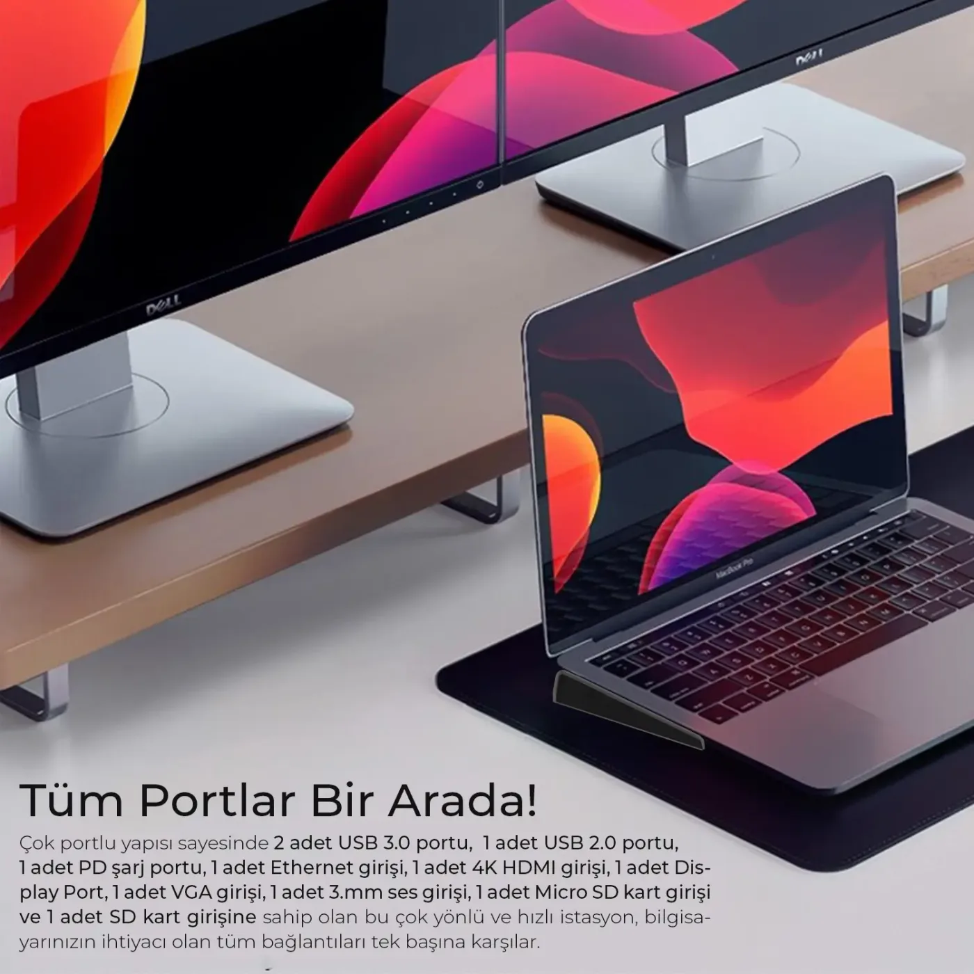 BX12HB 11’i 1 Arada Type-C Çok Portlu Laptop SD/SD+USB