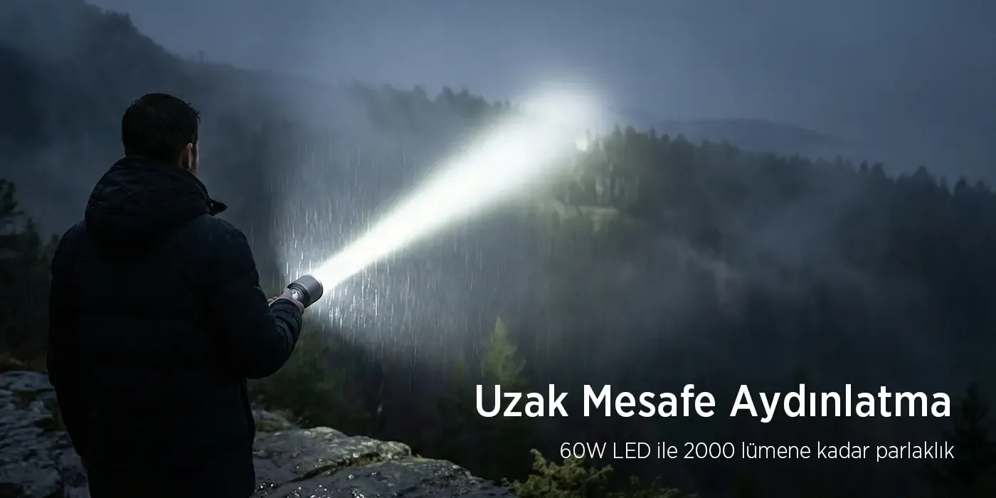 Flashlight BX2139FL 60W LED, Max. 2000 Lümen Feneri