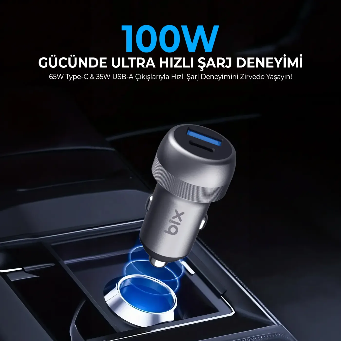 BXAC100W 100W Type-C PD 65W ve USB-A QC 35W PPS Şarj
