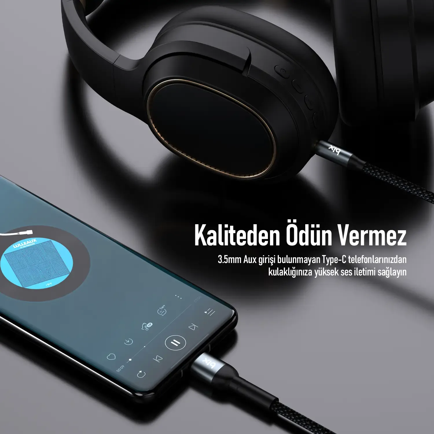BXAU1C Type-C 3.5mm Aux Hi-Fi Ses Kablosu 1.5 Metre