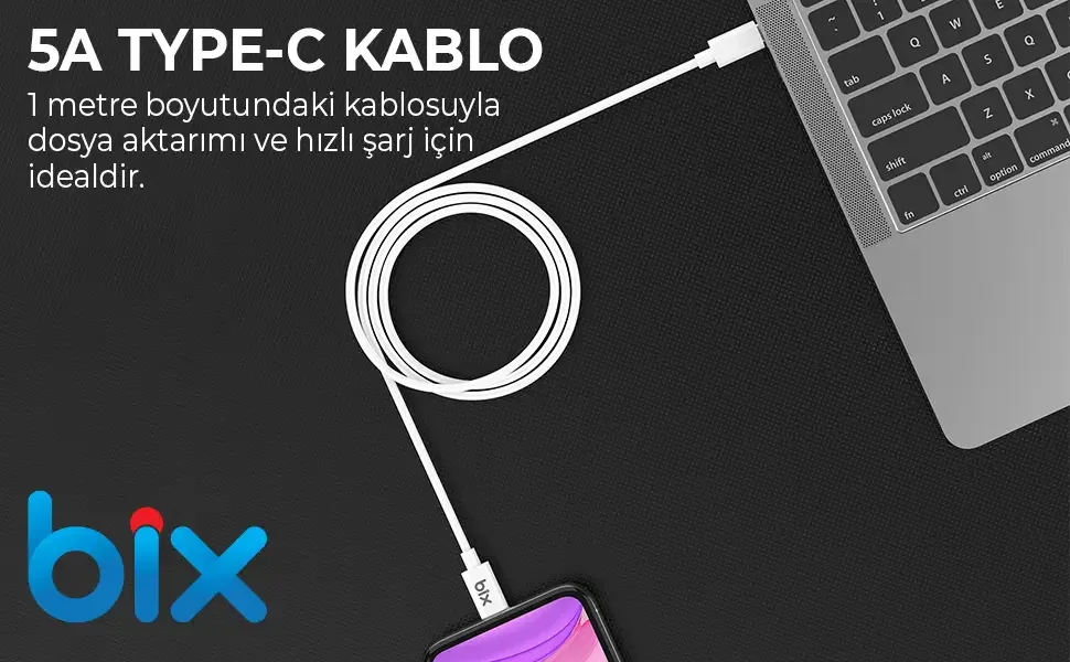 BXC25B 25W Type-C PD Hızlı Şarj Adaptörü + 1 Metre 5A