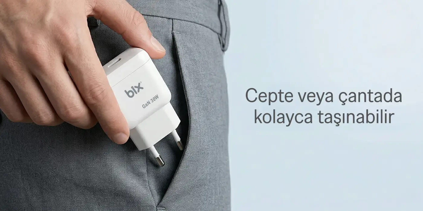 BXC30 GaN Teknolojili Type-C PD 30W Hızlı Şarj Adaptörü