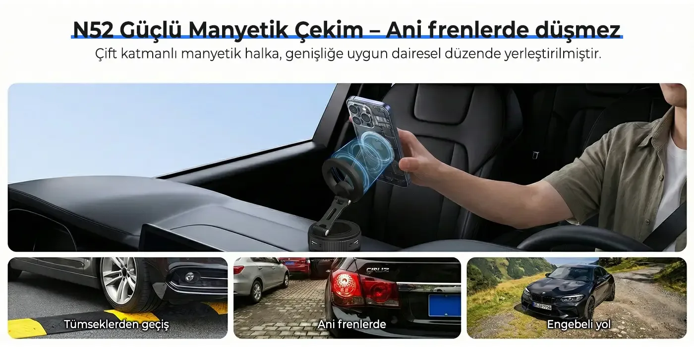 BXCH12 360° Derece Dönebilen Vakumlu Telefon Tutucu