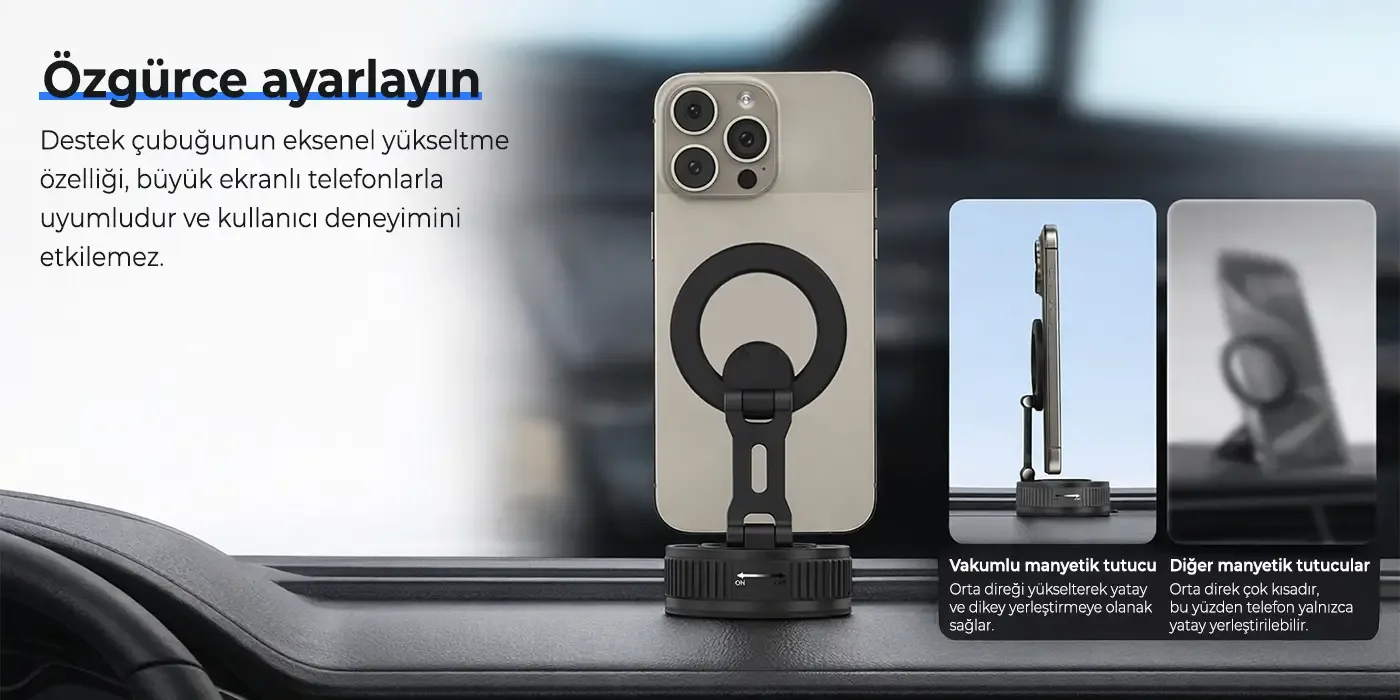 BXCH12 360° Derece Dönebilen Vakumlu Telefon Tutucu