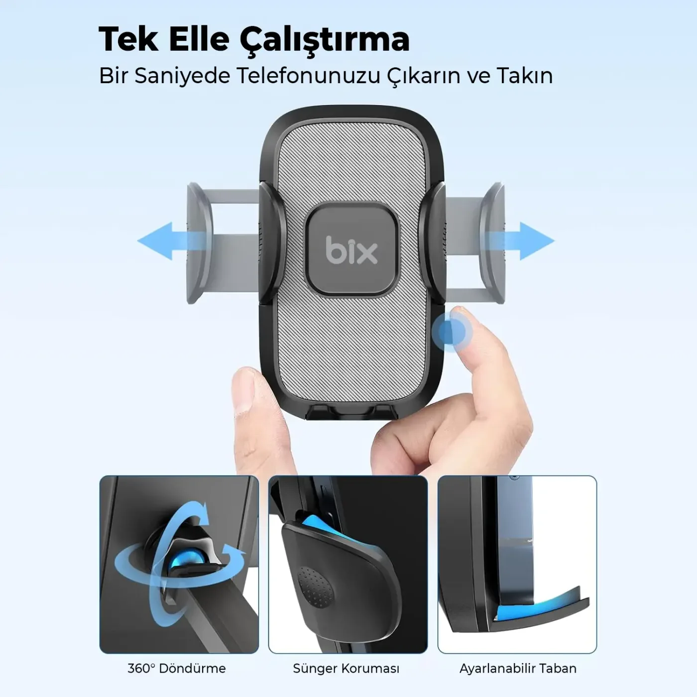 BXCH7 Uzayabilen ve Ayarlanabilir Cam Telefon Tutucu