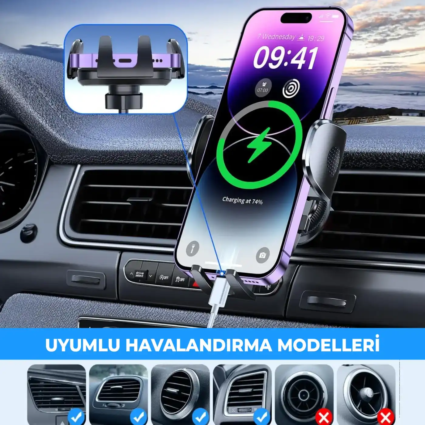 BXCH7 Uzayabilen ve Ayarlanabilir Cam Telefon Tutucu