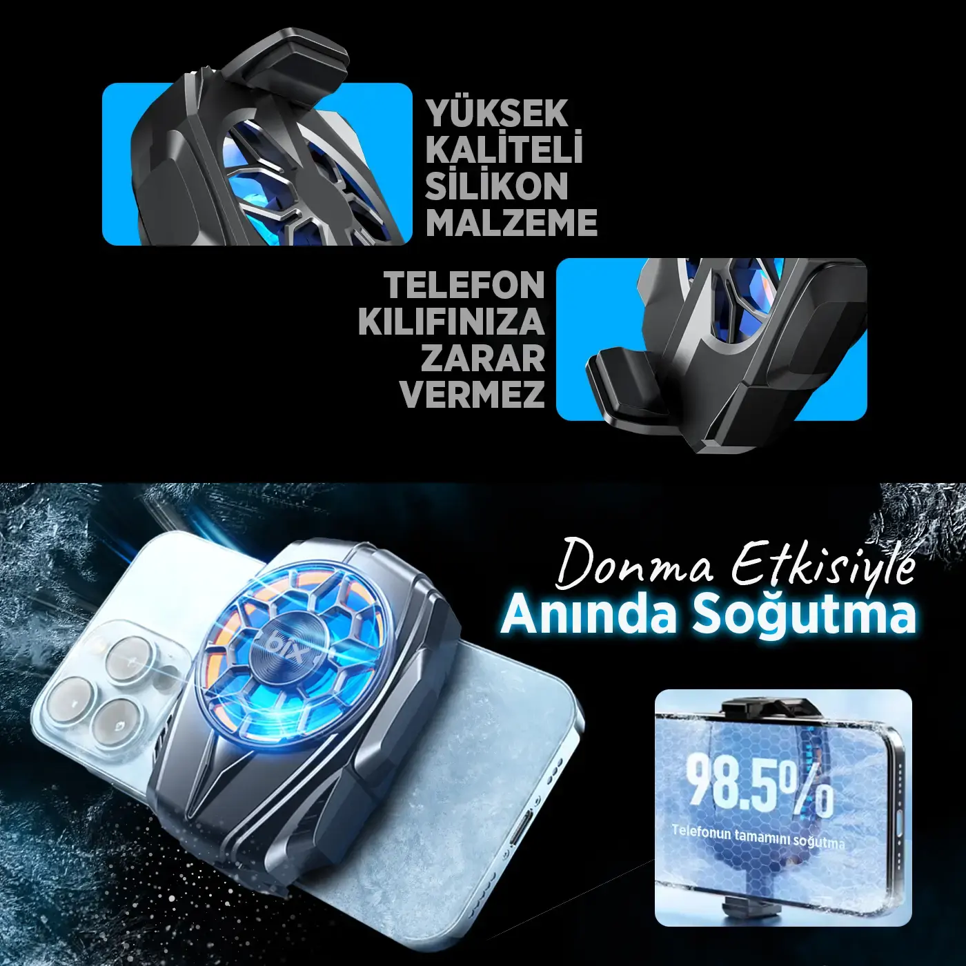 BXCP03G Sessiz ve Güçlü Telefon Soğutucu Fan Kablolu