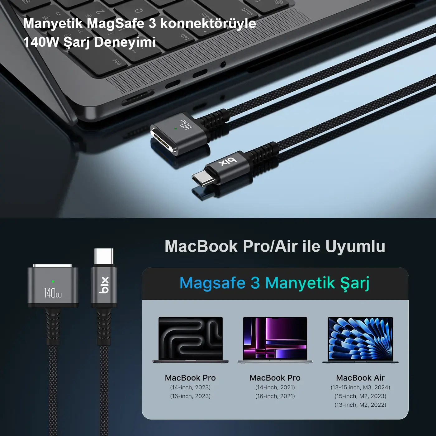 BXM3C 140W Type-C to Magsafe
