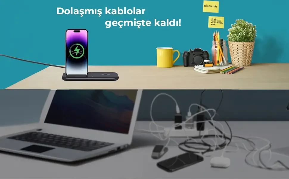 BXMW1 2’si 1 Arada iPhone 12/13/14/15/16 Kablosuz