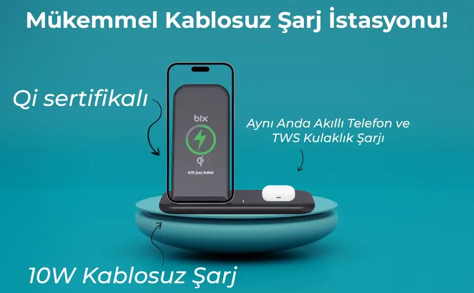 BXMW1 2’si 1 Arada iPhone 12/13/14/15/16 Kablosuz