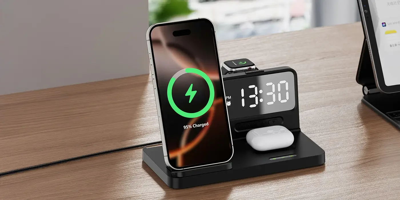 BXMW4 Alarmlı Saat Özellikli 15W Akıllı Telefon Şarj