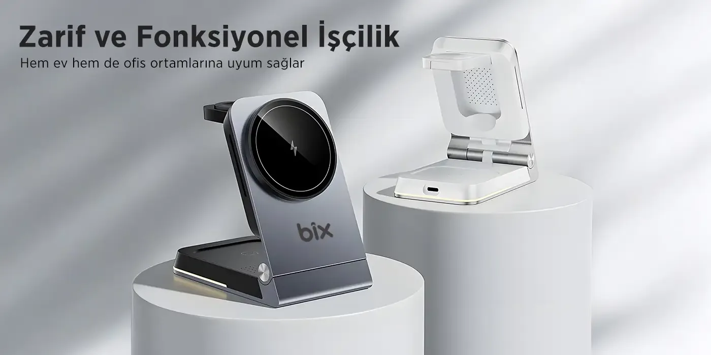 BXMW5 3’ü 1 Arada 15W Akıllı Telefon TWS Kablosuz Şarj