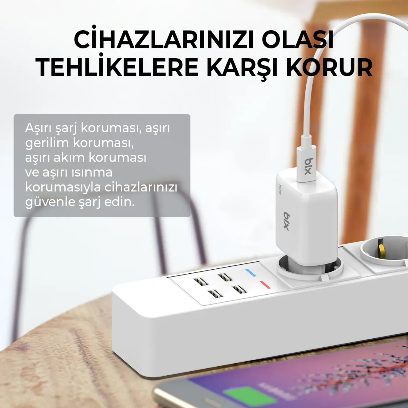 BXT21 20W PD Hızlı Şarj Adaptörü Beyaz