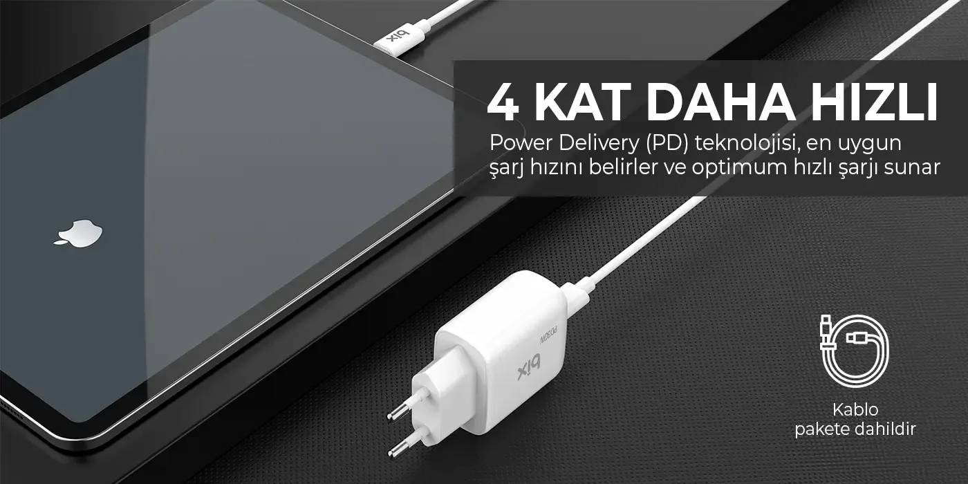BXUC30TA 30W Type-C PD 3.0 Hızlı Şarj Adaptörü Şarj