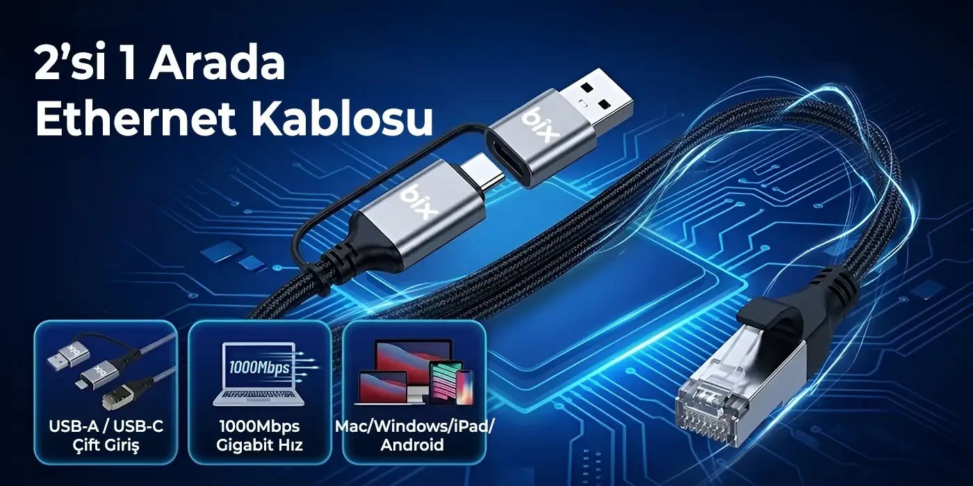 C6AC15 2in1 USB-A & Type-C to RJ45 Ethernet