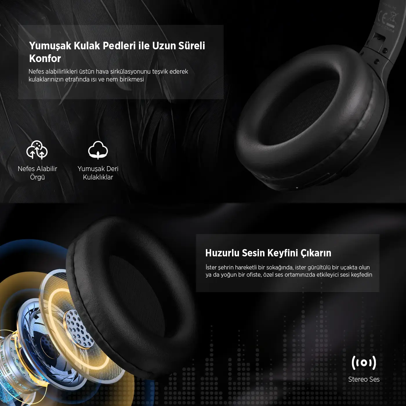 H2 Soundcraft 40mm Sürücülü 14 Saat Kulak Üstü Kulaklık