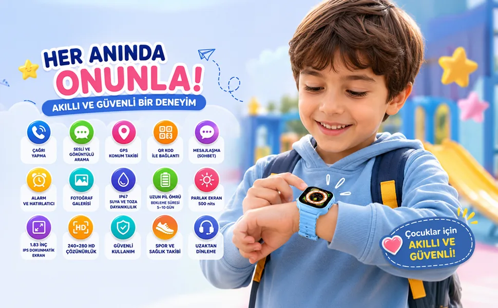 Bix Kids KW01 Sim Kartlı GPS Rota Takipli Akıllı Saati