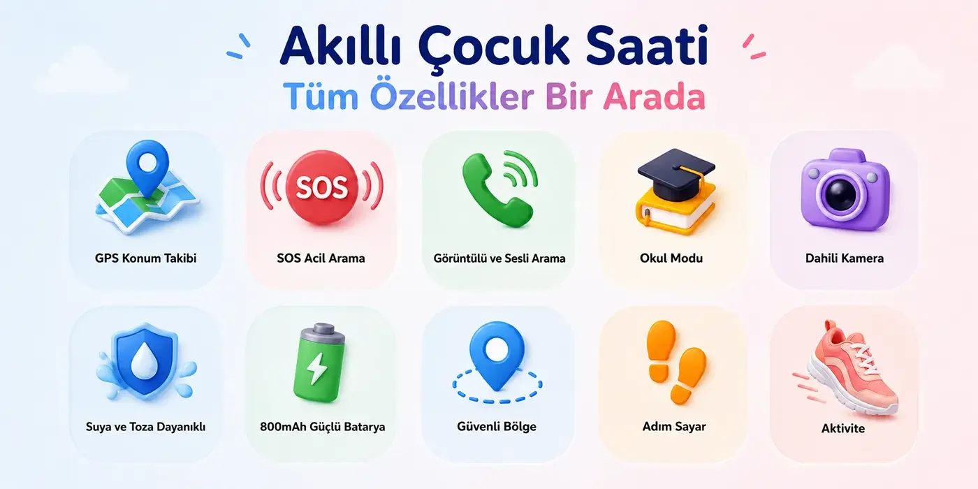 Bix Kids KW02 Sim Kartlı GPS Rota Takipli Akıllı Saati
