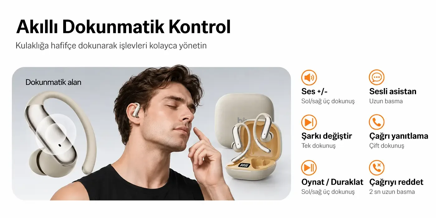 OWS3 Open Ear Bluetooth 6.0 ANC ve ENC Mikrofonlu, IPX5