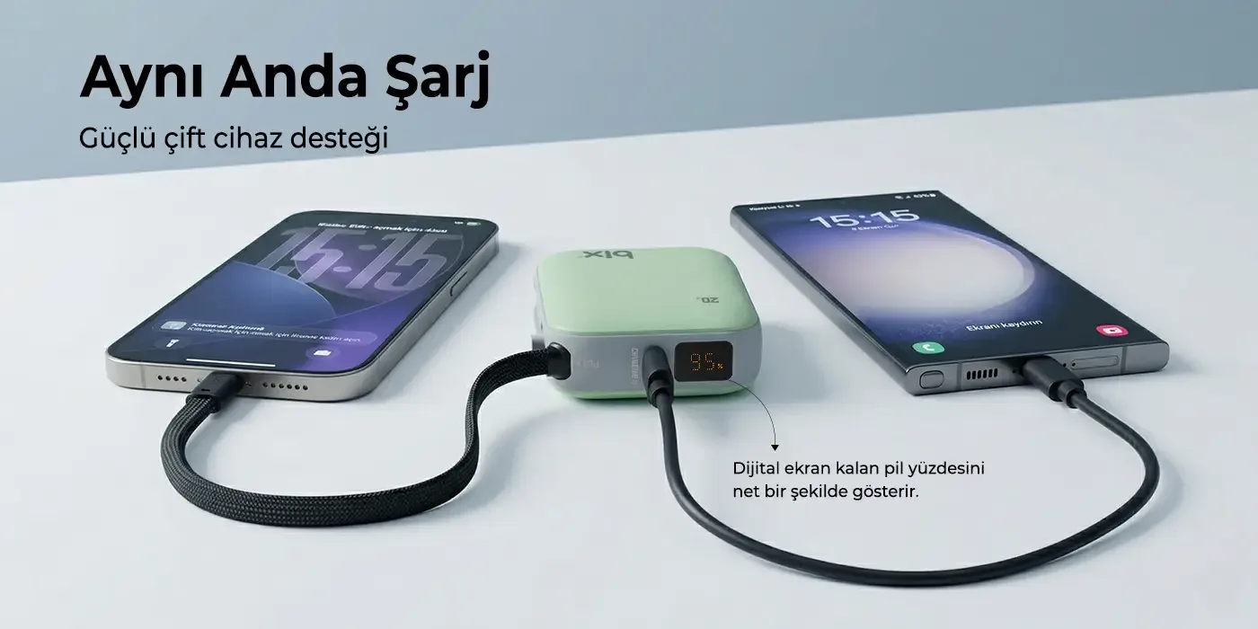 PB119 10000mAh PD 20W Cep Boyu Kompakt Tasarımlı Şarj