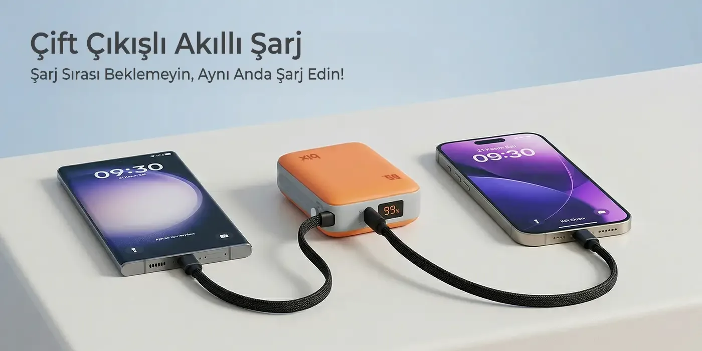 PB120 20000mAh PD 65W Cep Boyu Kompakt Tasarımlı Şarj