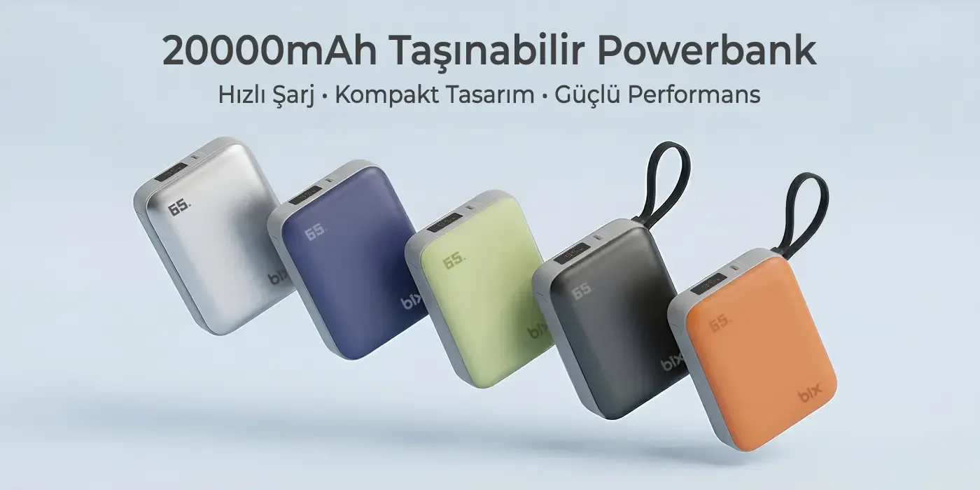 PB120 20000mAh PD 65W Cep Boyu Kompakt Tasarımlı Şarj