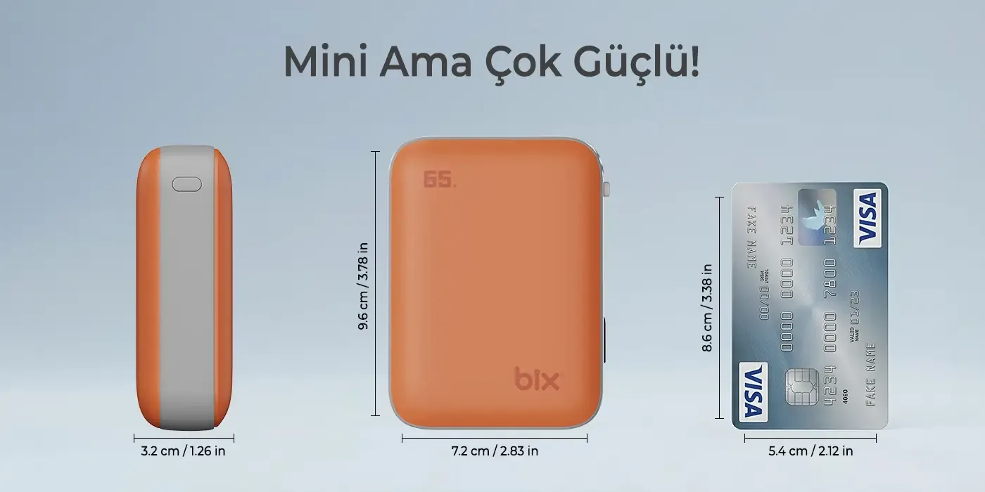 PB120 20000mAh PD 65W Cep Boyu Kompakt Tasarımlı Şarj