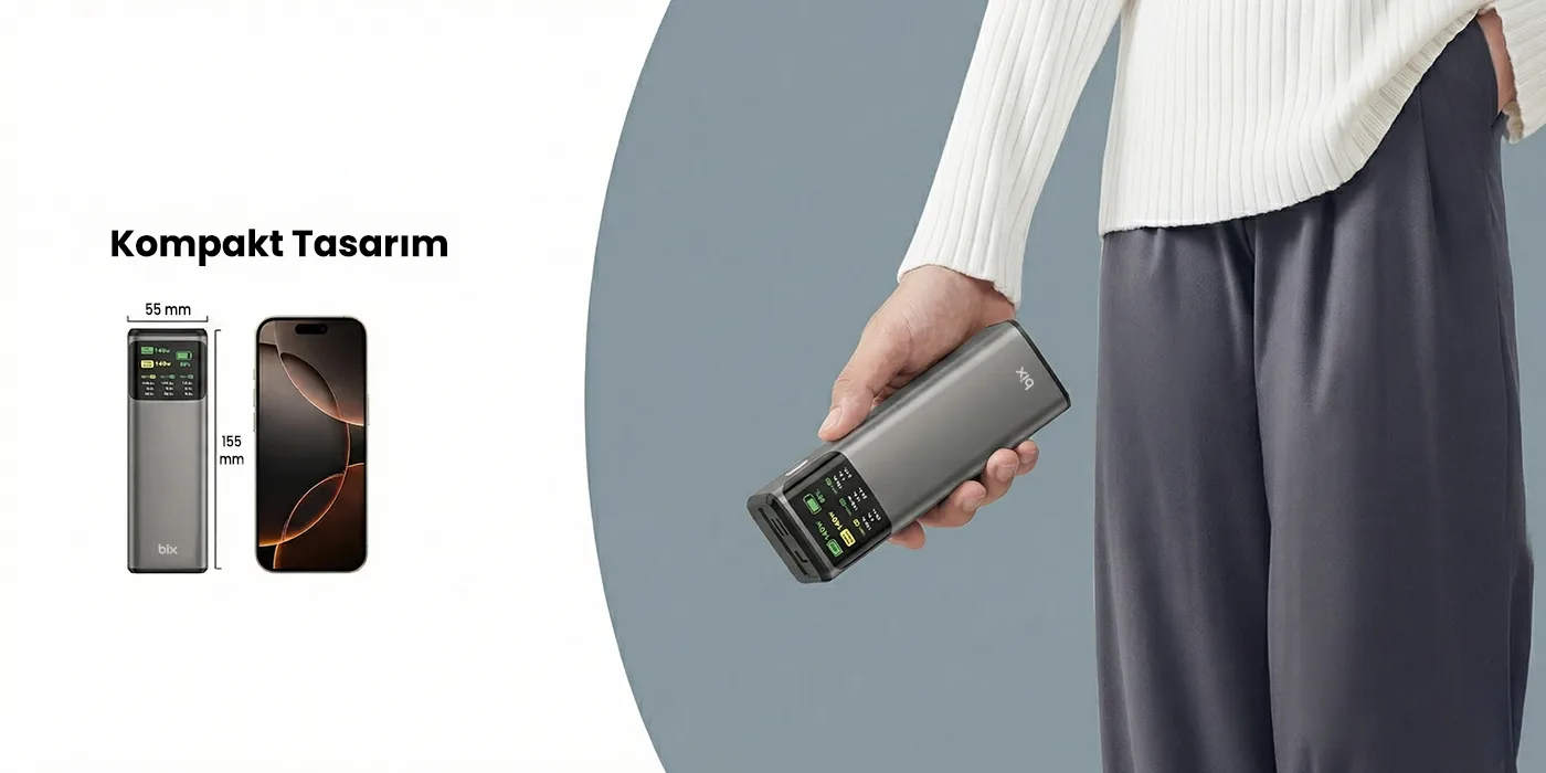 Bix 200W 24000mAh Powerbank PD3.1 Hızlı Şarj, Çift