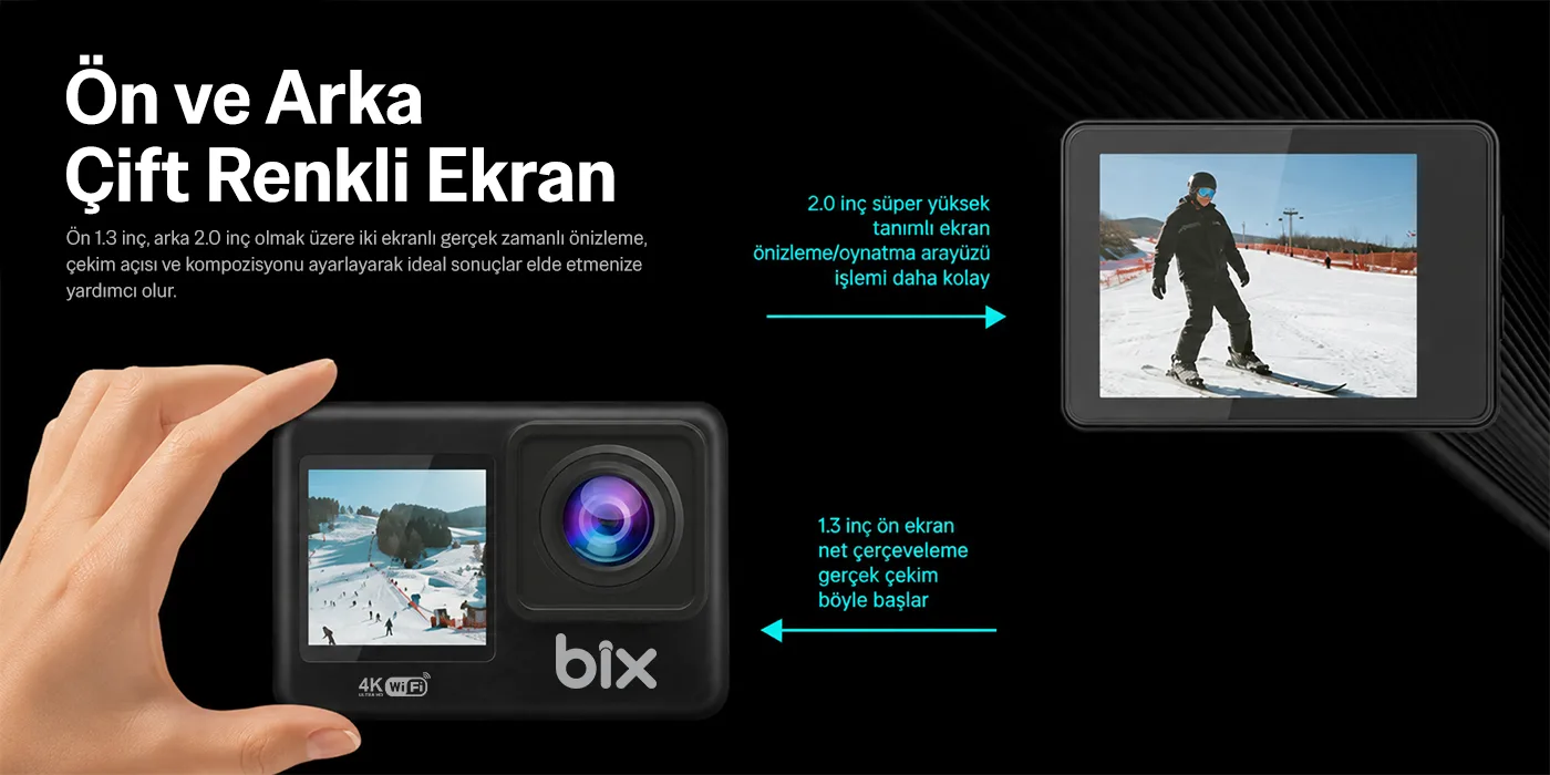 Bix Pulse 1 Wi-Fi 4K 30FPS Ultra HD Aksiyon Kamerası