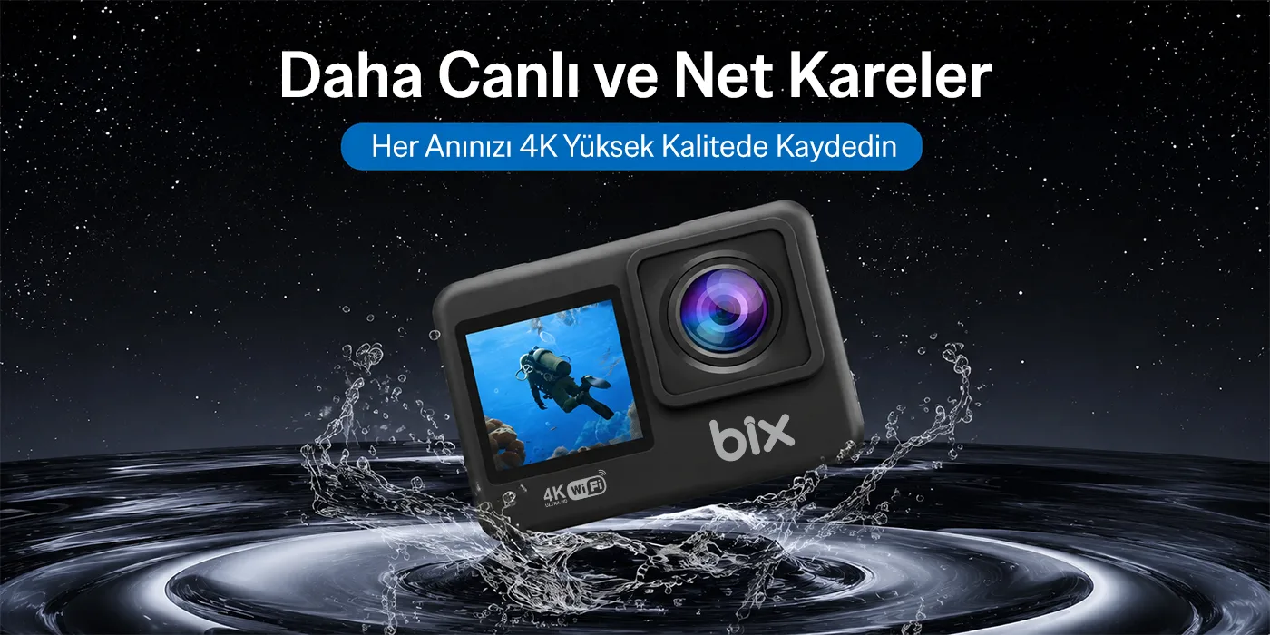 Bix Pulse 1 Wi-Fi 4K 30FPS Ultra HD Aksiyon Kamerası