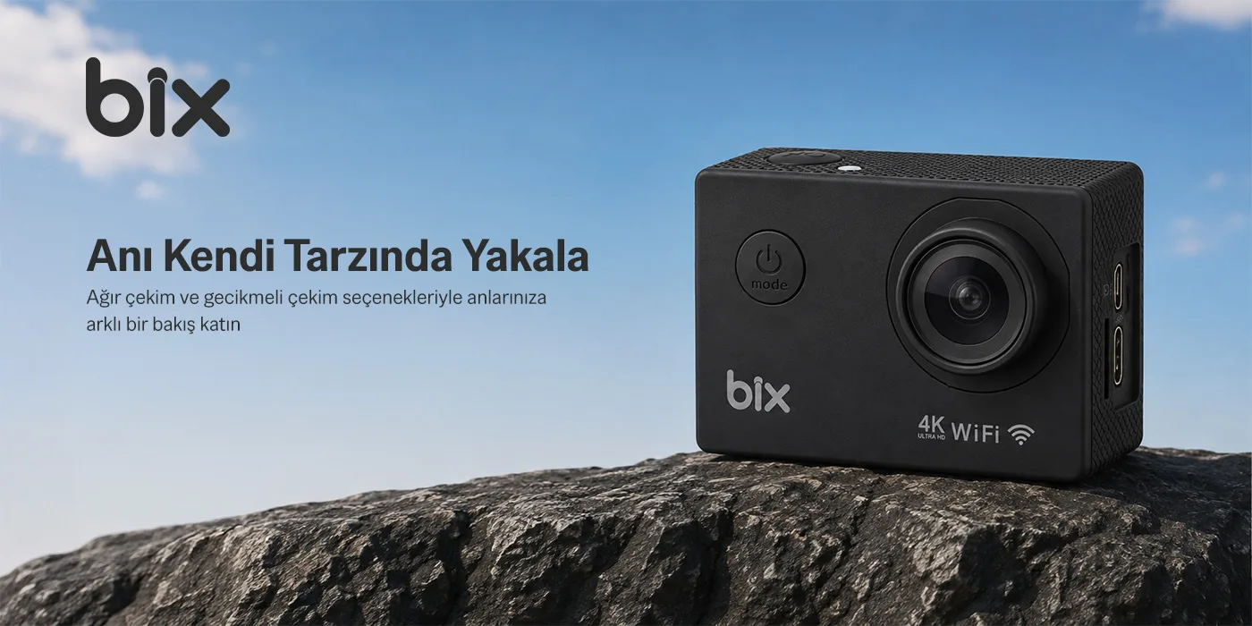Bix Pulse 2 Wi-Fi 4K 30FPS Aksiyon Kamerası 20 MP Web