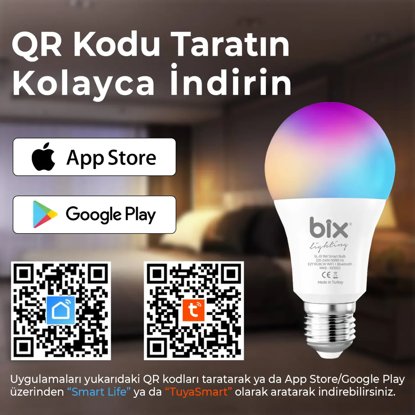 SL-01 Aura 9W Çok Renkli RGB WiFi-Bluetooth Akıllı