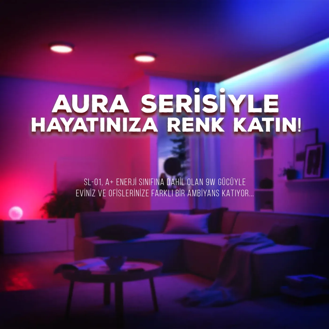 SL-01 Aura 9W Çok Renkli RGB WiFi-Bluetooth Akıllı