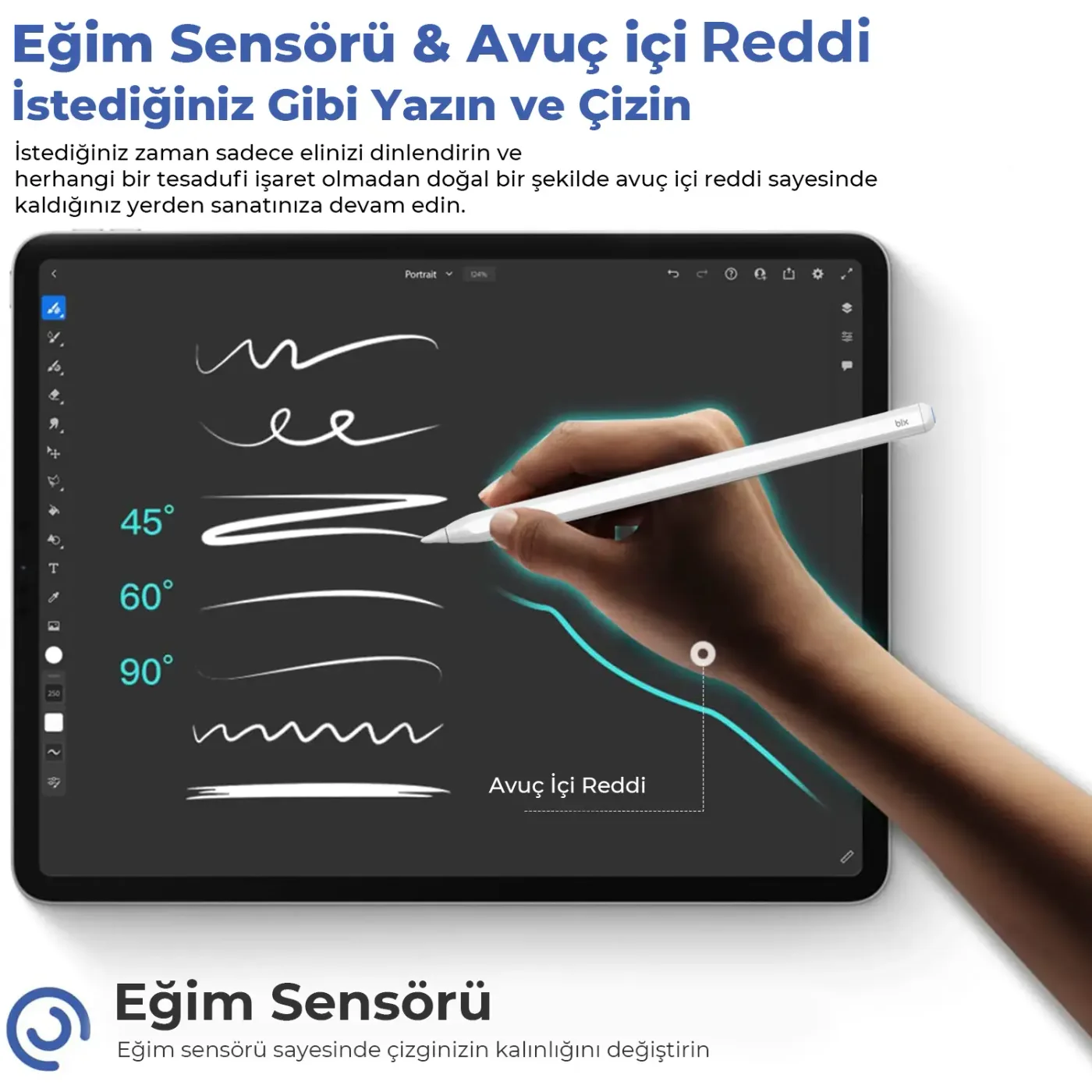 TR-BIX SP01 Bluetooth Stylus Pen Manyetik/Eğim Kalemi