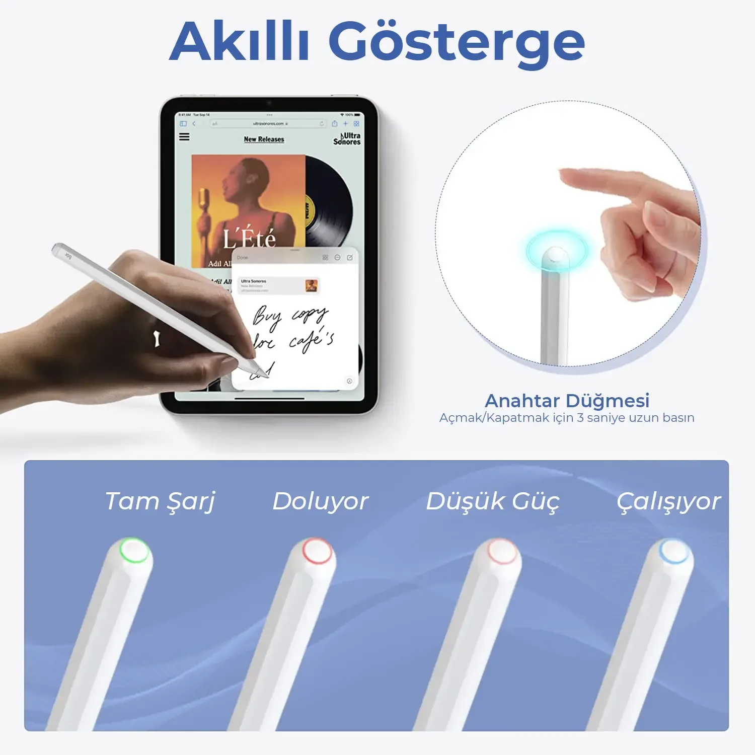 TR-BIX SP01 Bluetooth Stylus Pen Manyetik/Eğim Kalemi